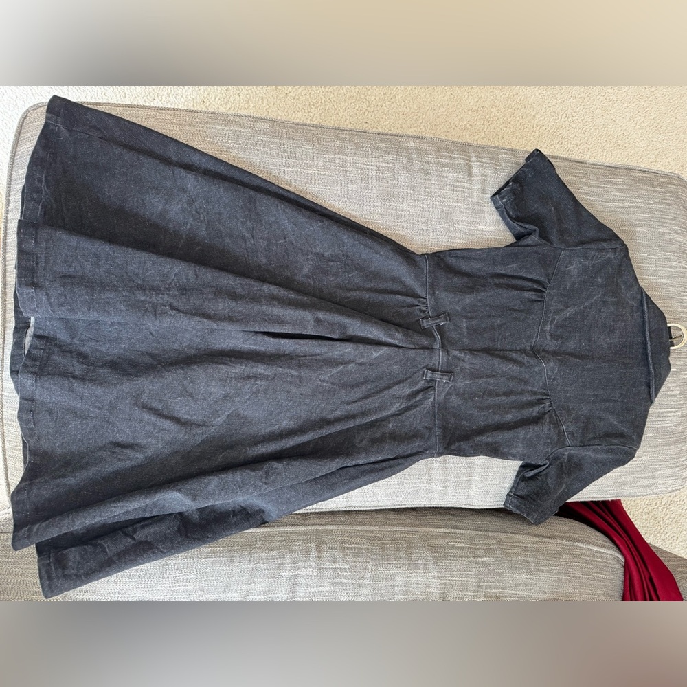 Retro 50s Rockabilly Black Denim Swing Dress - Greaser Style - Picture 5 of 8